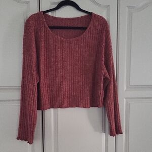 SHEIN Ribbed Knit Sweater - Deep Red